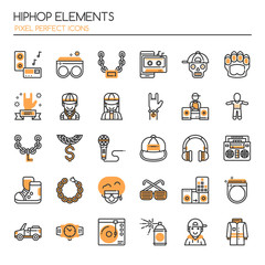 Hiphop Elements , Thin Line and Pixel Perfect Icons