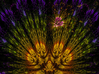Fototapeta premium Colorful Fan of Feathers Fractal Background Pattern