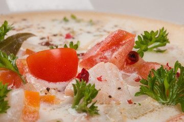 Lohikeitto Soup. Close up