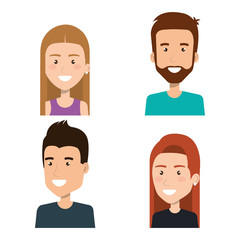 group people young portrait together friends vector illustration