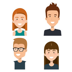 group people young portrait together friends vector illustration