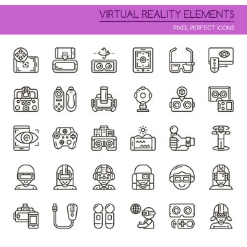 Virtual Reality , Thin Line and Pixel Perfect Icons.