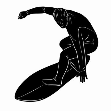 illustration of surfer player, vector draw