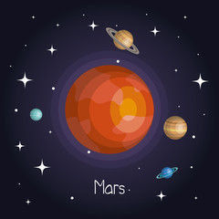 planet in space with stars shiny cartoon style vector illustration