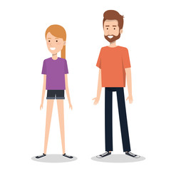 Obraz premium young couple character standing people vector illustration