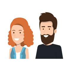 young couple character standing people vector illustration