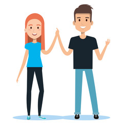 friends young people in casual clothes man and girl vector illustration