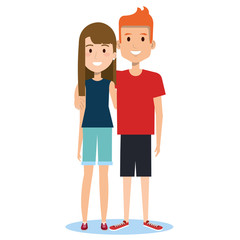 Fototapeta premium friends young people in casual clothes man and girl vector illustration