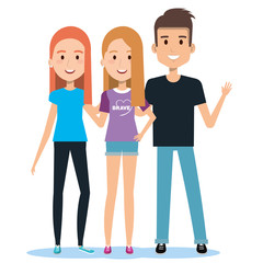characters embracing three friends on white background vector illustration