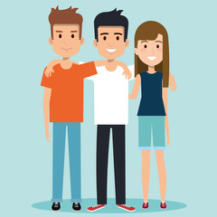 characters embracing three friends on white background vector illustration