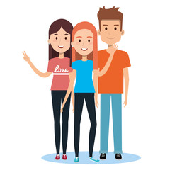 Fototapeta premium characters embracing three friends on white background vector illustration