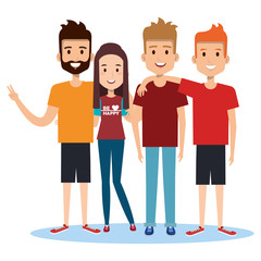 group of happy people friends together in casual clothes on a white background vector illustration