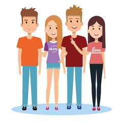 Obraz premium group of happy people friends together in casual clothes on a white background vector illustration