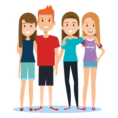 Obraz premium group of happy people friends together in casual clothes on a white background vector illustration