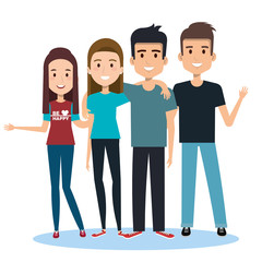 Fototapeta premium group of happy people friends together in casual clothes on a white background vector illustration