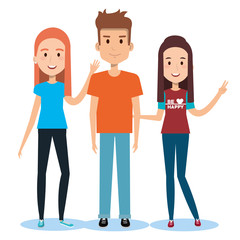 characters embracing three friends on white background vector illustration