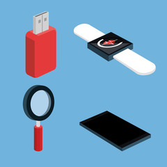 wireless connection wearable technology electronic gadgets and devices vector illustration