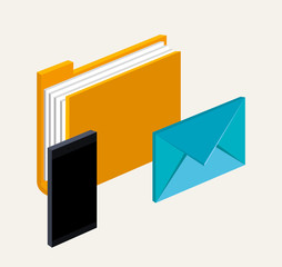 smartphone folder file email letter communication digital technology vector illustration