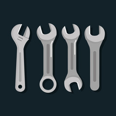 tools repair support equipment work objects vector illustration