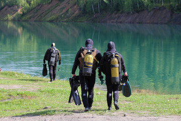 Fototapeta na wymiar Diving in lakes