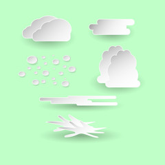 Different type of clouds in paper cut style.