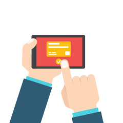 Mobile payment, e banking, Online payment use smartphone transfer concept. Flat style. Vector illustration