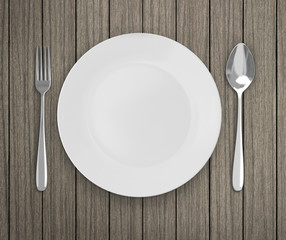 Top View Empty Dish On Table Background