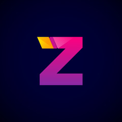 Letter Z Modern glossy logo, Vector abstract origami, Digital, Technology, Media for your Corporate identity