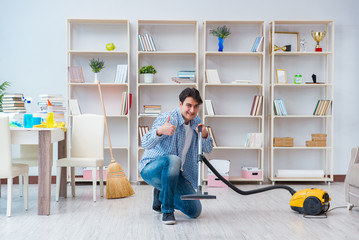 Man doing cleaning at home