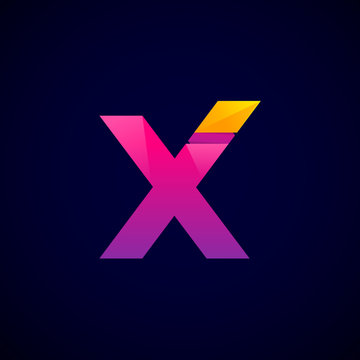 Letter X Modern glossy logo, Vector abstract origami, Digital, Technology, Media for your Corporate identity