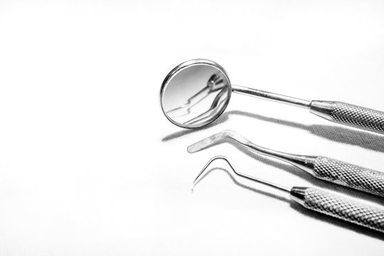 Black and white photo of dental equipment