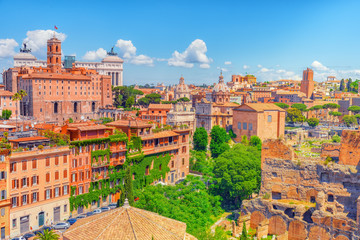 View from the Roman Forum and Palatine Hill(Collina del Palatino ) on top of Rome.