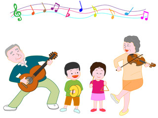 家族で音楽を楽しむ