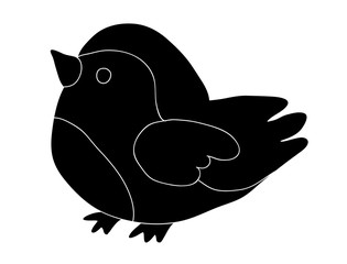 Vector, isolated silhouette of a bird cartoon