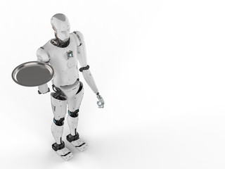 robot holding serving tray
