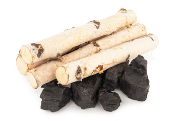 Birch firewood with coal