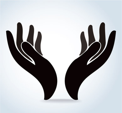 hands holding design vector, hands pray logo 