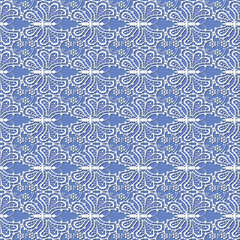 seamless pattern with white flowers and butterflies