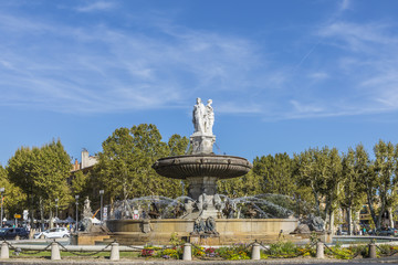 Fototapeta na wymiar Fountain of de La Rotonde Aix en Provence