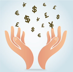 hand holding money symbol icon vector, business concept 
