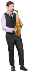 Man playing on a saxophone