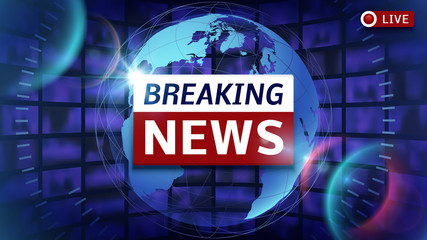 Breaking news broadcast vector futuristic background with world map
