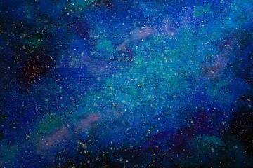 Galaxy painted ove the wooden background