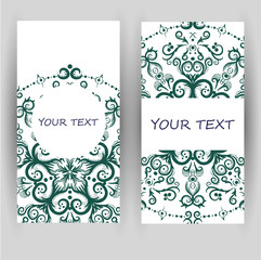 templates set. Business cards, invitations and banners. Floral mandala pattern and ornaments. Oriental design Layout. Asian, Arabic, Indian, ottoman motifs.