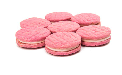 Pink biscuits isolated