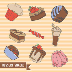 dessert snacks doodle logo / icon bundle
