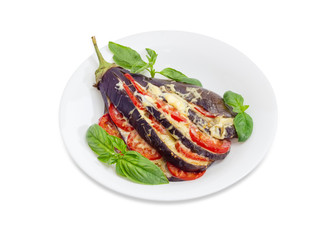 Eggplant stuffed with vegetables and cheese