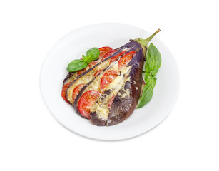 Eggplant stuffed with vegetables and cheese
