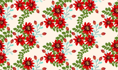 Seamless folk pattern in small wild flowers. Country style millefleurs. Floral meadow background for textile, wallpaper, pattern fills, covers, surface, print, gift wrap, scrapbooking, decoupage.