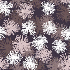 Seamless pattern of hand drawn abstract flowers. Background ornament in vintage style